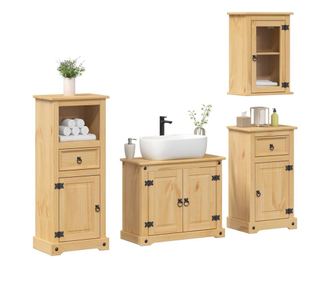 Set mobilier de baie „Corona”, 4 piese, lemn masiv de pin