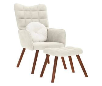 Scaun de relaxare cu scaun catifea crem