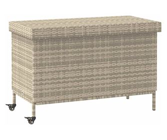 Cutie de depozitare de gradina cu roti gri deschis Poly Ratan