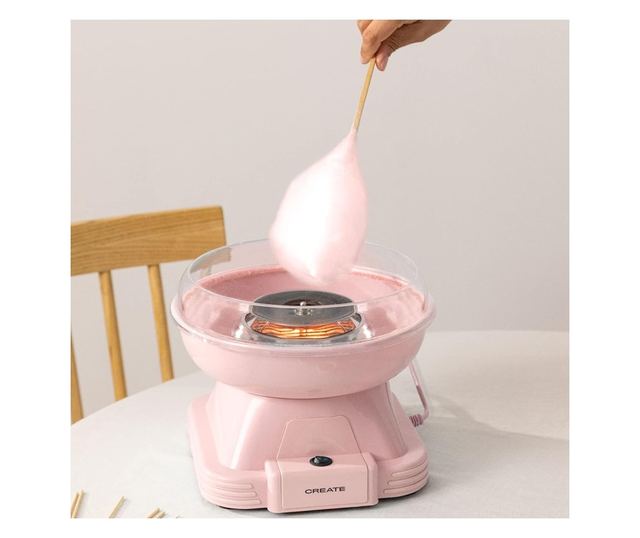 Vattacukor gép CREATE, Retro, mindössze 3 perc alatt kész, cukorkapacitás 7/10 gr, tartós anyagok, könnyen kezelhető, csúszásmen