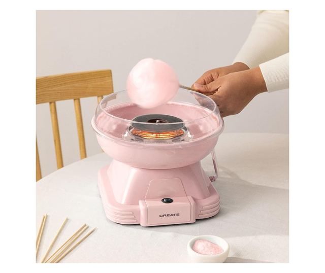 Vattacukor gép CREATE, Retro, mindössze 3 perc alatt kész, cukorkapacitás 7/10 gr, tartós anyagok, könnyen kezelhető, csúszásmen