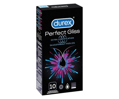 Prezervative Durex Perfect Gliss, lubrifiant siliconic, grosime mare, 56mm, 10 buc