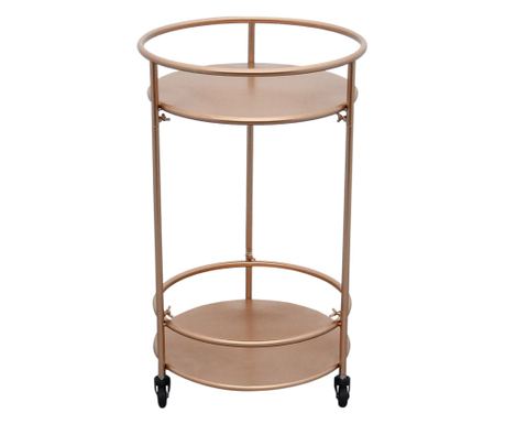 Carucior de bar modern din fier pentru interior, carucior din metal auriu roz-mic