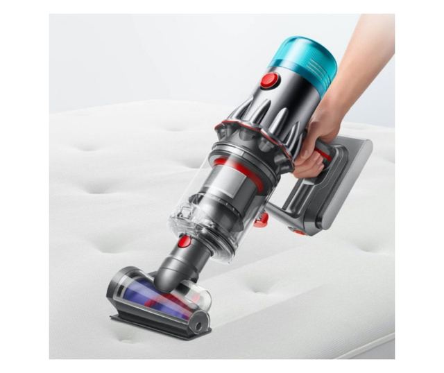 Aspirator vertical Dyson V12 Origin, 130W, 150AW, 0,35 l, 3 moduri, autonomie 60 min, LCD, Argintiu/turcoaz