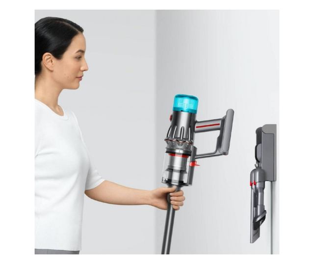 Aspirator vertical Dyson V12 Origin, 130W, 150AW, 0,35 l, 3 moduri, autonomie 60 min, LCD, Argintiu/turcoaz