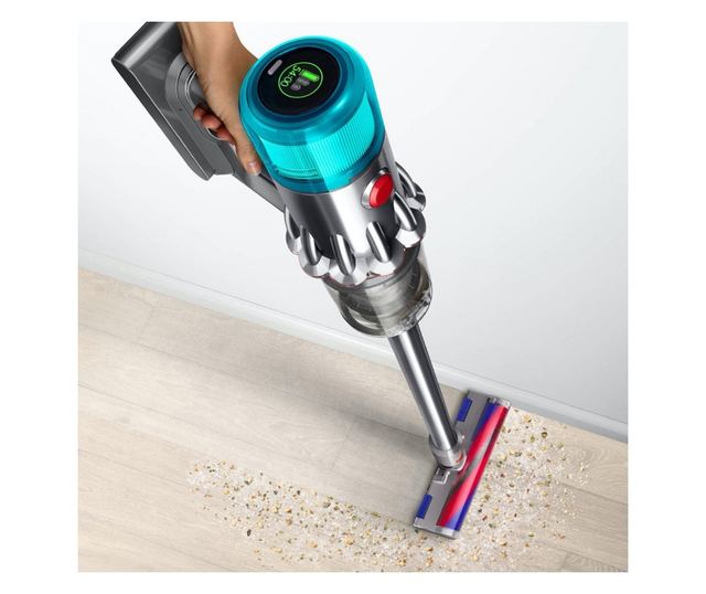 Aspirator vertical Dyson V12 Origin, 130W, 150AW, 0,35 l, 3 moduri, autonomie 60 min, LCD, Argintiu/turcoaz