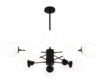 Lustra RFAN, Model 5506/10, Cu Abajururi, 10 X E27, Negru