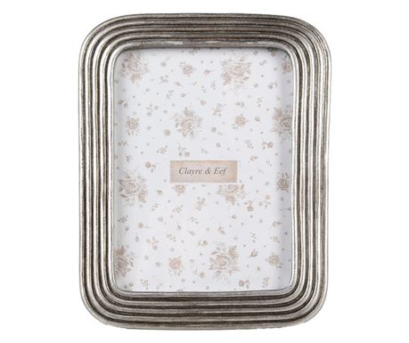 Srebrni polystone okvir za slike za zid/stol 15x2x20 cm, 10x15 cm