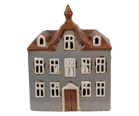 Svečnik iz keramike, sivkasto rjav, 16x9x20 cm