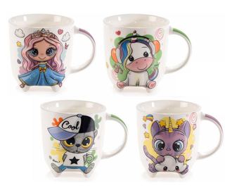 Set 8 porculanskih šalica Kids 9x9.5 cm, 350 ml