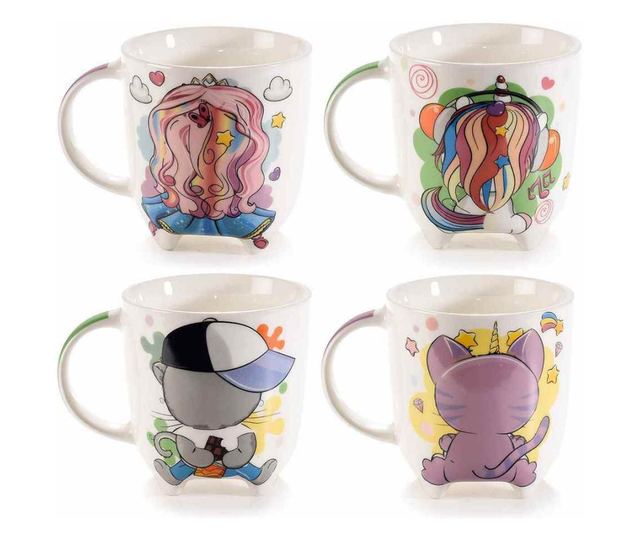 Set 8 porculanskih šalica Kids 9x9.5 cm, 350 ml