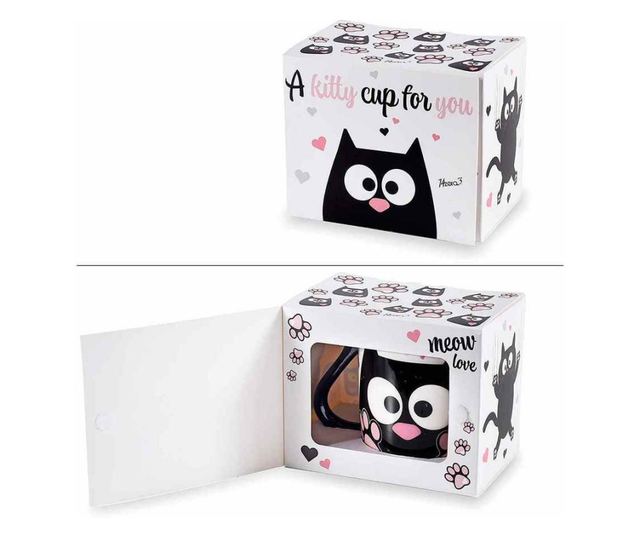 Set 6 porculanskih šalica Mačkice 9x9 cm, 400 ml