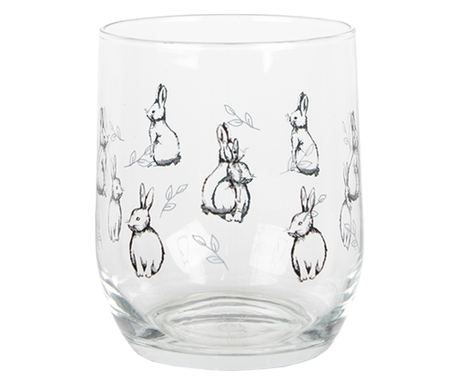 Komplet 6 prozornih črnih kozarcev Rabbit 8x9 cm, 300 ml