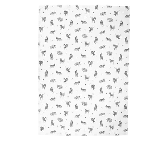 Prosop bucatarie bumbac alb gri 50x70 cm