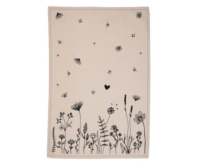 Prosop bucatarie bumbac bej negru 50x70 cm