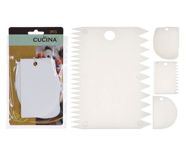 Set 3 raclete patiserie Koopman, plastic, 12x8 cm, alb