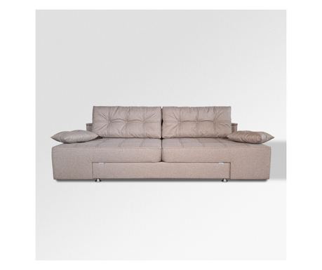 Canapea extensibilă Rafael 160, Iza, pat, Relaxa, lada, noptiere, perne, culoare bej, stofă, 250x105x85