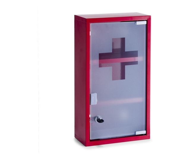 Dulap pentru medicamente, metal, 25x12x45 cm, roșu