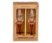 Set 2 pahare, de șampanie, cu inimioare, bază roșie, mesaj Love, 20 cm