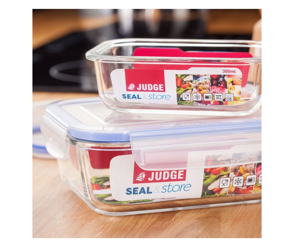 Caserola alimente Judge, sticla borosilicata, 15x11x5.8 cm, transparent/albastru - 7