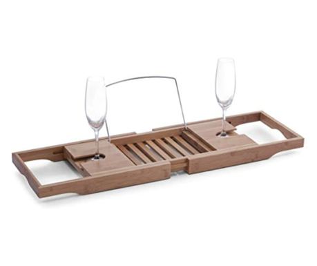 Suport extensibil pentru cadă, bambus, 70-105x22x4 cm, maro