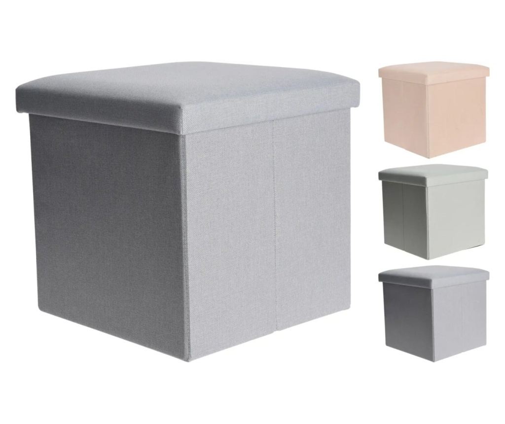 Taburet pliabil cu spațiu de depozitare - Storage Solutions®, tip cutie, otoman, culoare vernil, 38x38x38 cm - 2