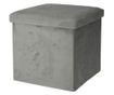 Taburet pliabil catifelat cu spațiu de depozitare - Storage Solutions®, tip cutie, otoman, culoare gri, 38x38x38 cm thumbnail 1