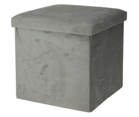 Velvet Folding Stool with Storage - Storage Solutions®, Box Type, Ottoman, Grey Color, 38x38x38 cm
