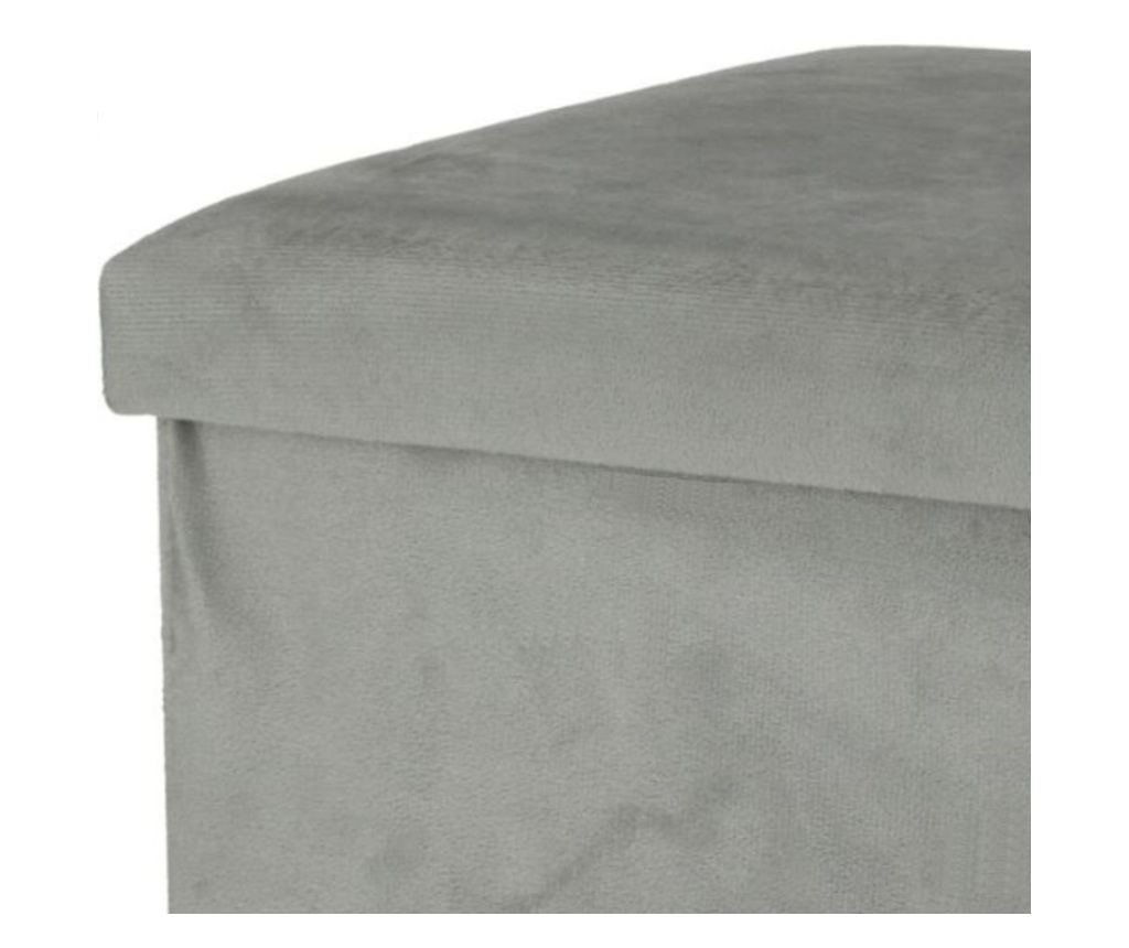 Taburet pliabil catifelat cu spațiu de depozitare - Storage Solutions®, tip cutie, otoman, culoare gri, 38x38x38 cm - 2