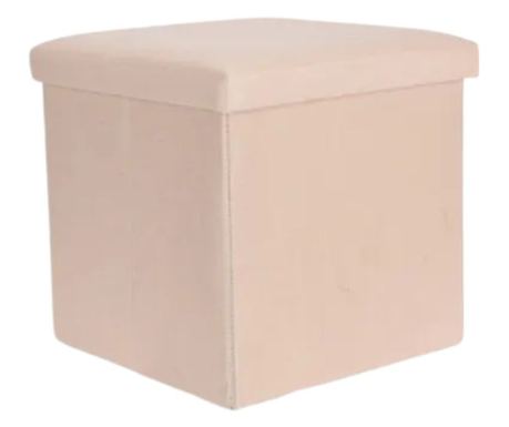Taburet pliabil cu spațiu de depozitare - Storage Solutions®, tip cutie, otoman, culoare crem, 38x38x38 cm
