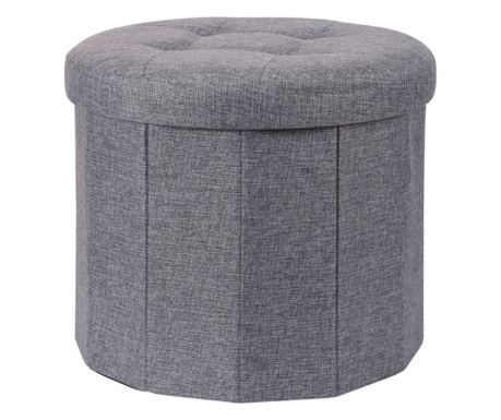 Zložljiv okrogel tabure z shrambo - Storage Solutions®, Box Type, Siva, 45x45x39 cm