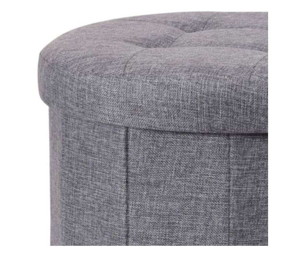 Taburet pliabil rotund cu spațiu de depozitare - Storage Solutions®, tip cutie, culoare gri, 45x45x39 cm - 2