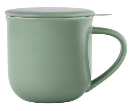 Viva Scandinavia MINIMA EVA V81446 Κούπα Τσαγιού με Φίλτρο και Καπάκι, 380 ml, Πορσελάνη, Πράσινη