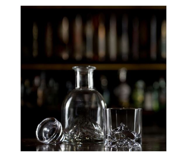 Set pahare și decantor whiskey LIITON L20900, 1 L, 230, 250, 260, 280 ml, 5 piese, pereți îngroșați, fund 3D în formă de vârf