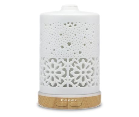 Beper 70.404 Διαχυτής Αρώματος, USB 5V, 100 ml, 2 Λειτουργίες, Κεραμικό Κάλυμμα, Φως LED, 7 Χρώματα, Λευκό