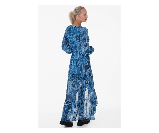 Rochie asimetrica Guess cu imprimeu paisley W3YK48 XS INTL Bleumarin