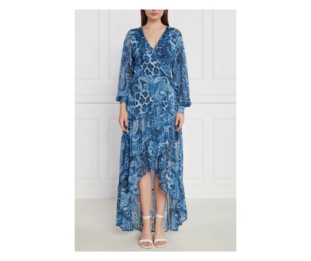 Rochie asimetrica Guess cu imprimeu paisley W3YK48 XS INTL Bleumarin