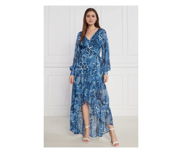 Rochie asimetrica Guess cu imprimeu paisley W3YK48 XS INTL Bleumarin