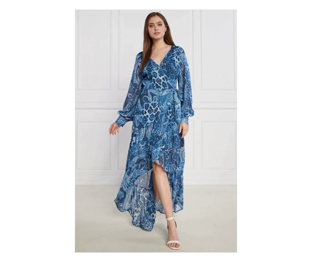 Rochie asimetrica Guess cu imprimeu paisley W3YK48 XS INTL Bleumarin