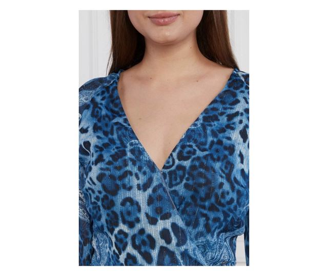 Rochie asimetrica Guess cu imprimeu paisley W3YK48 XS INTL Bleumarin