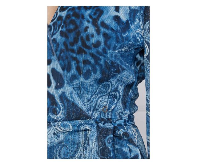 Rochie asimetrica Guess cu imprimeu paisley W3YK48 XS INTL Bleumarin