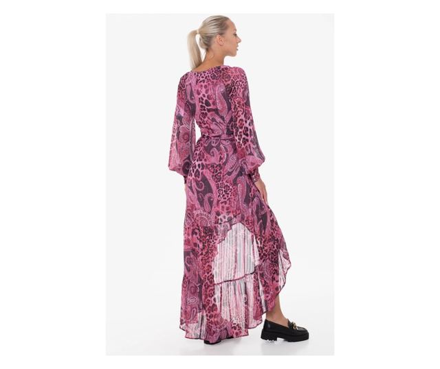 Rochie asimetrica Guess cu imprimeu paisley W3YK48 XS INTL Roz