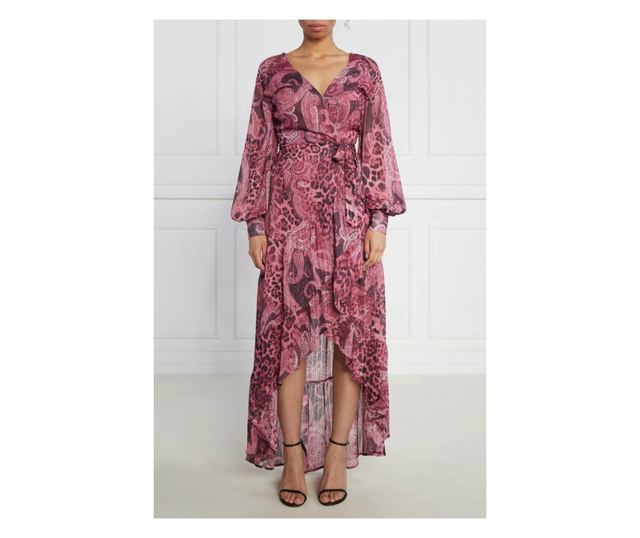 Rochie asimetrica Guess cu imprimeu paisley W3YK48 XS INTL Roz