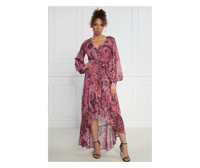 Rochie asimetrica Guess cu imprimeu paisley W3YK48 XS INTL Roz