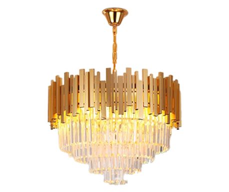 Candelabru RFAN, Model WL339/600, Textura Cristal, Metal, 10 X E27, Auriu