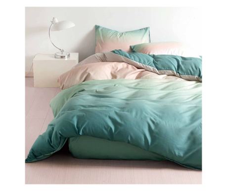 Set lenjerie de pat dublu, 4 piese, 230x240 cm, multicolor, bumbac satinat, Casa de Vis Online, A656