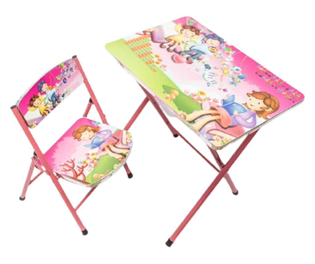 Set Masuta Si Scaun Pliabil Klausstech, Marime Normala, Destinat Pentru Copii, Imprimeu Colorat, Ergonomic, Usor, Modern, Rosu - 3