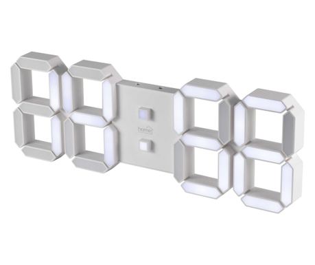 Digitalni LED budilica, 3D, bijela