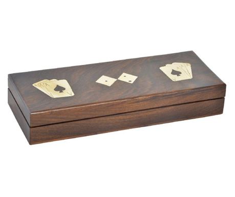 Set carti de jos cu zaruri, cutie lemn, 23,5x9x4 cm