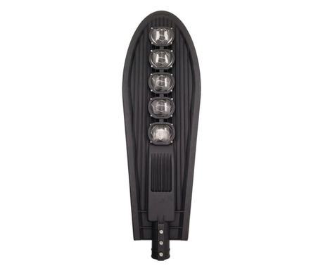 Ulična LED luč Klausstech, moč 250W, IP65, bela svetloba 6500K, 5 svetlobnih virov, 22500 lumnov, črna barva.